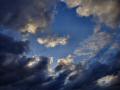 Blue Skies With Clouds (And A Bird In The Distance) Wallpaper